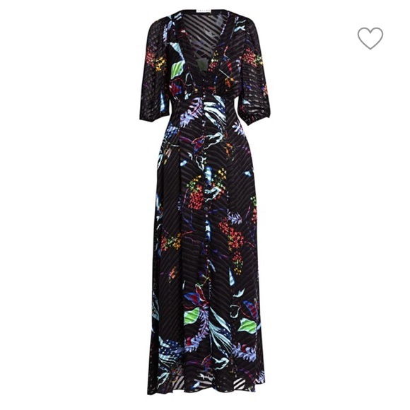 TANYA TAYLOR Ariela Burnout Striped Floral Stretch-Silk Maxi Dress WORN ONCE 4 - Picture 3 of 6